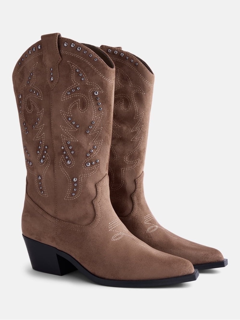 No Boundaries Women's Studded Cowboy Boots, Faux Suede, Sand Tan, Sz 9 NWT